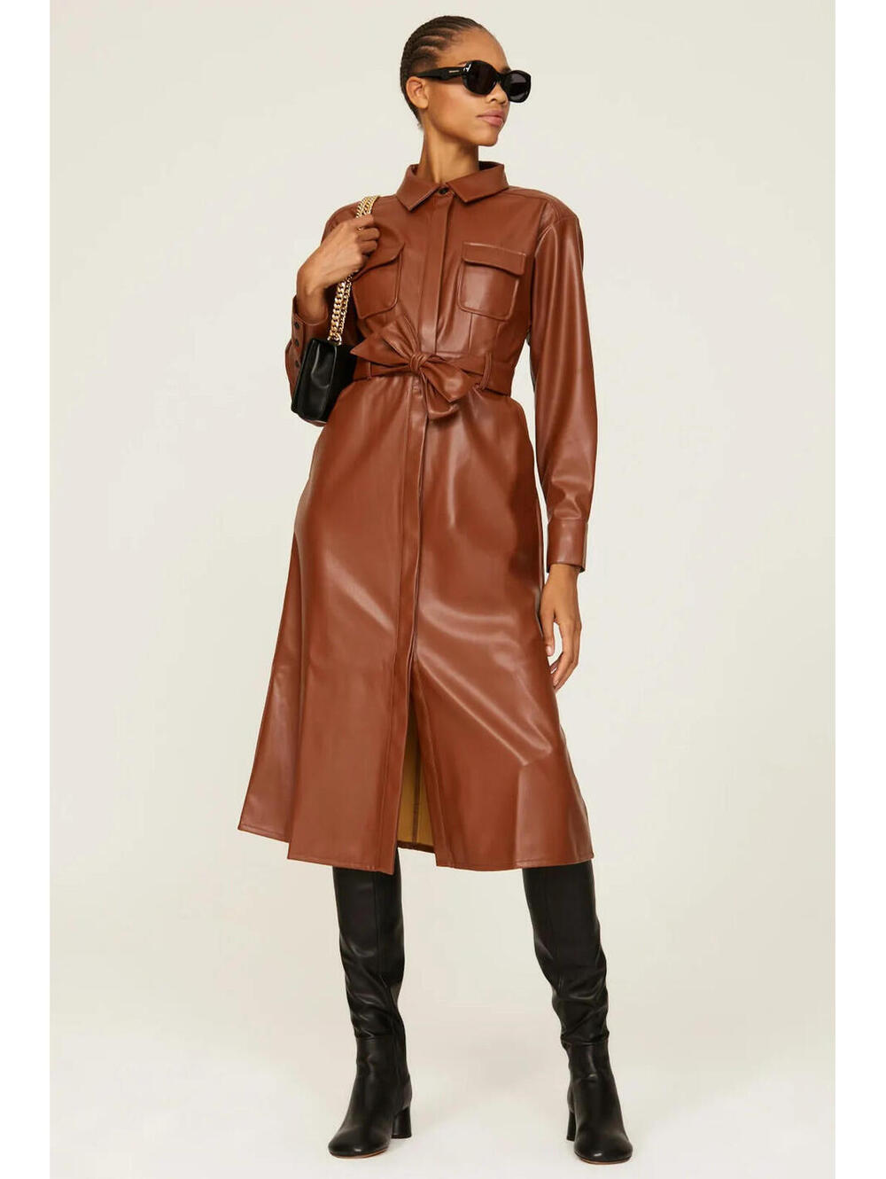 Marissa Webb x RTR Faux Leather Shirt Dress Size 6